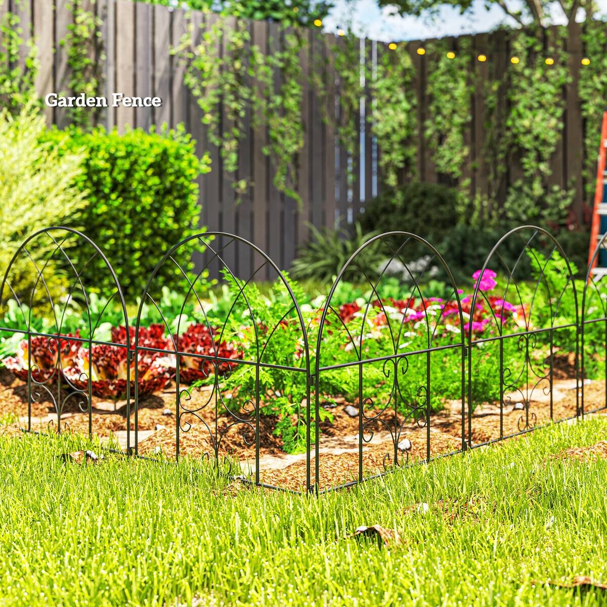 Outsunny Gartenzaun schwarz Stahl B/H/L: ca. 1x70x300 cm