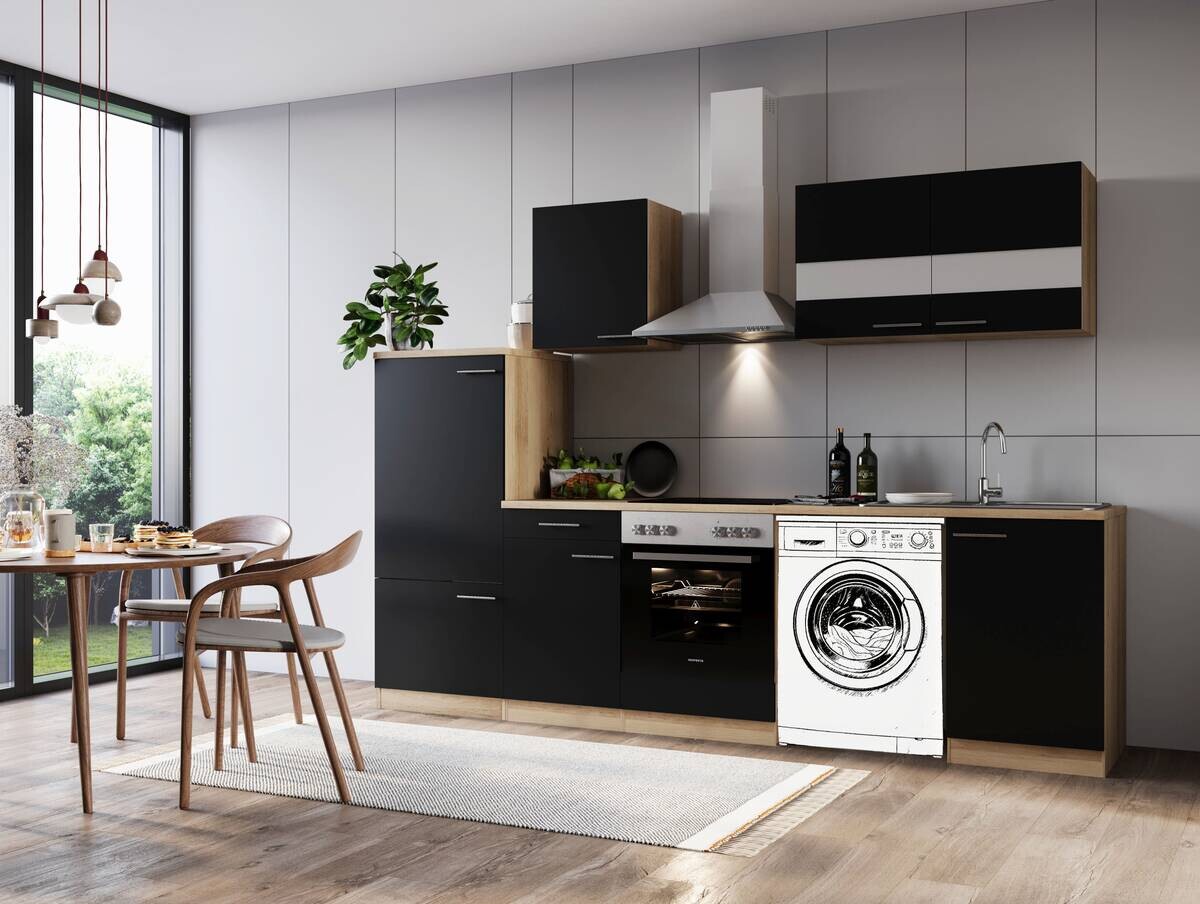 Respekta Küchenblock Merle schwarz B/H/T: ca. 280x200x60 cm