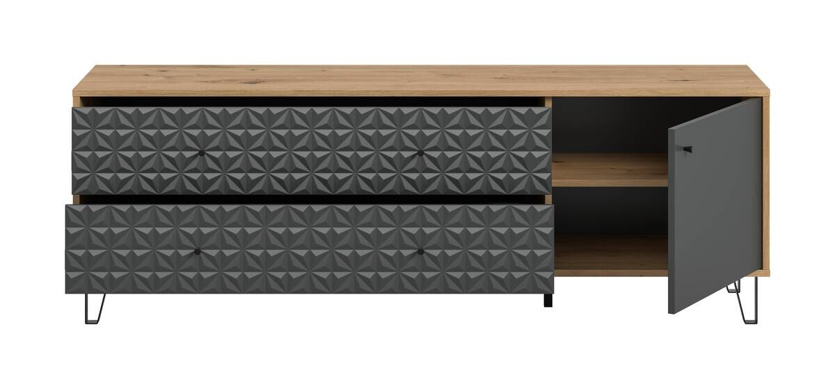 Lowboard PRISMA Artisan Oak Nachbildung anthrazit matt B/H/T: ca. 164x56x40 cm