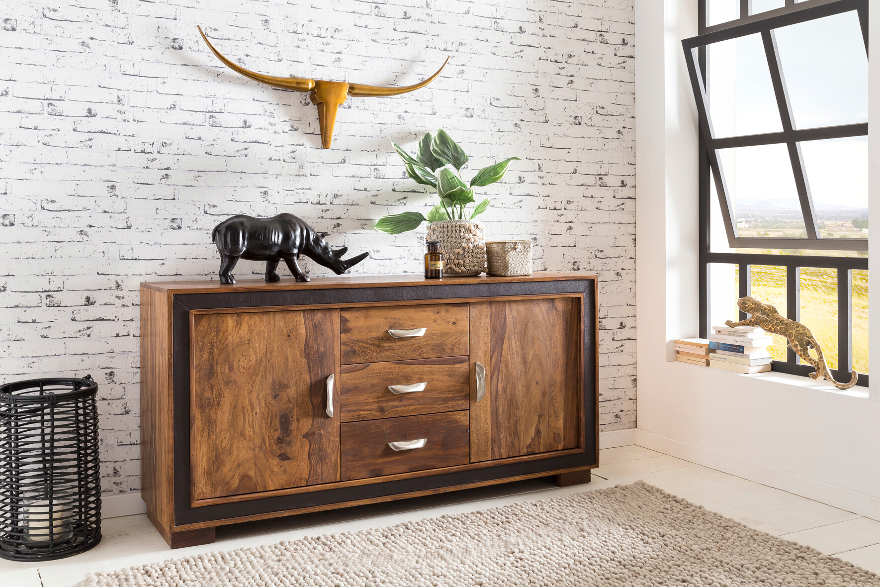 Sideboard natur schwarz B/H/T: ca. 160x80x44 cm Sideboard natur schwarz B/H/T: ca. 160x80x44 cm