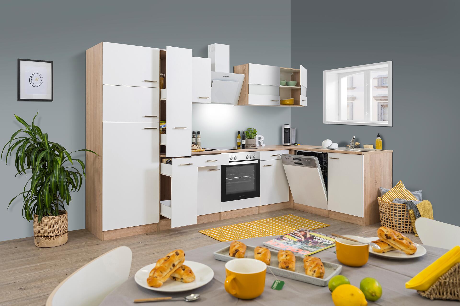 Respekta Winkelküche Economy weiß matt B/H/T: ca. 310x200x172 cm