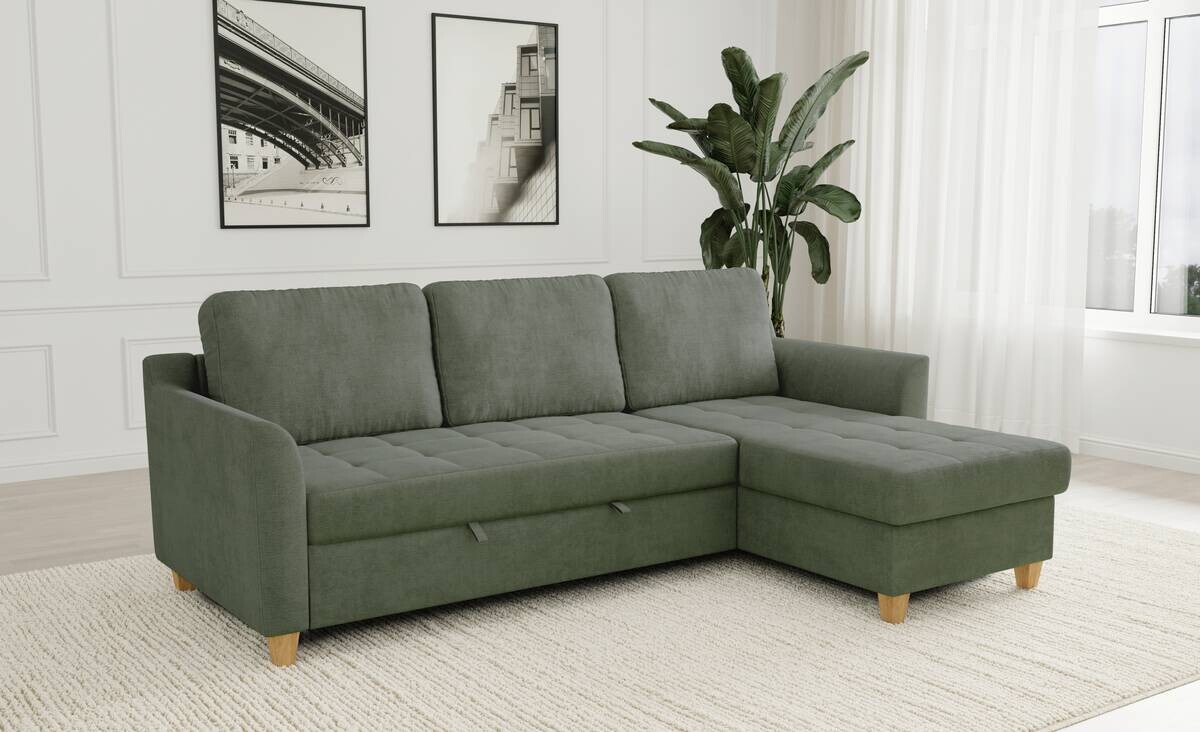 Ecksofa mit Bettfunktion und Bettkasten hellgrün Microfaser B/H/T: ca. 231x86x150 cm Ecksofa mit Bettfunktion und Bettkasten hellgrün Microfaser B/H/T: ca. 231x86x150 cm