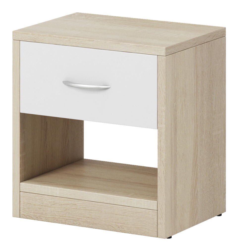 Nachtkonsole NAKA Eiche Sonoma Nachbildung weiß B/H/T: ca. 39x41x28 cm