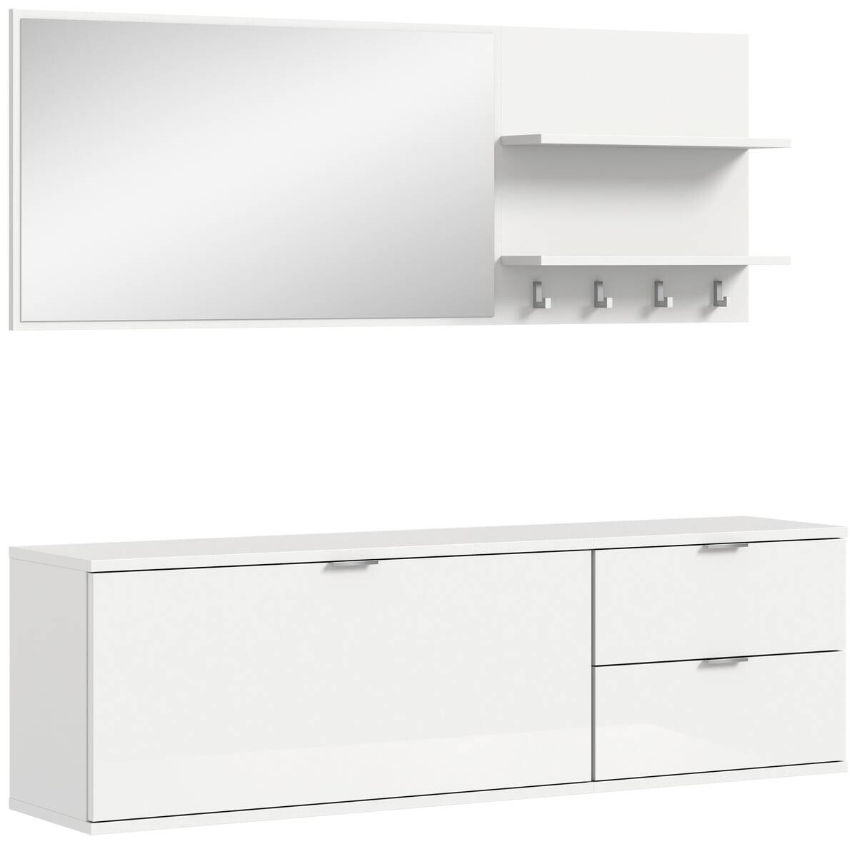 Garderobe PROJEKT X weiß weiß Hochglanz B/H/T: ca. 144x191x37 cm