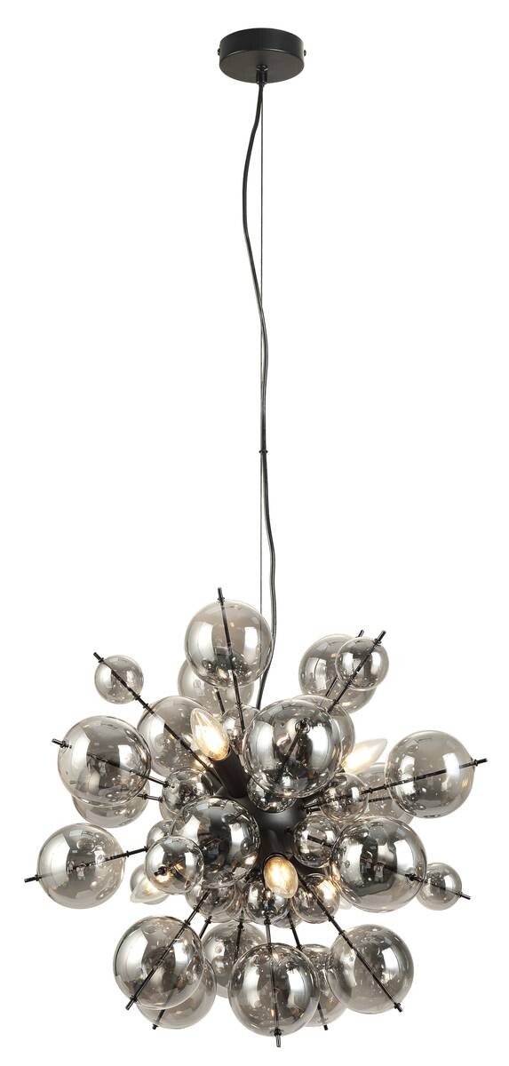 GLOBO Pendelleuchte mattschwarz Glas Metall H/D: ca. 120x55 cm 6.0 Brennstellen