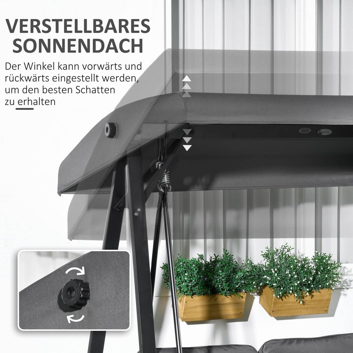 Outsunny Hollywoodschaukel dunkelgrau Polyester B/H/L: ca. 116x172x145 cm