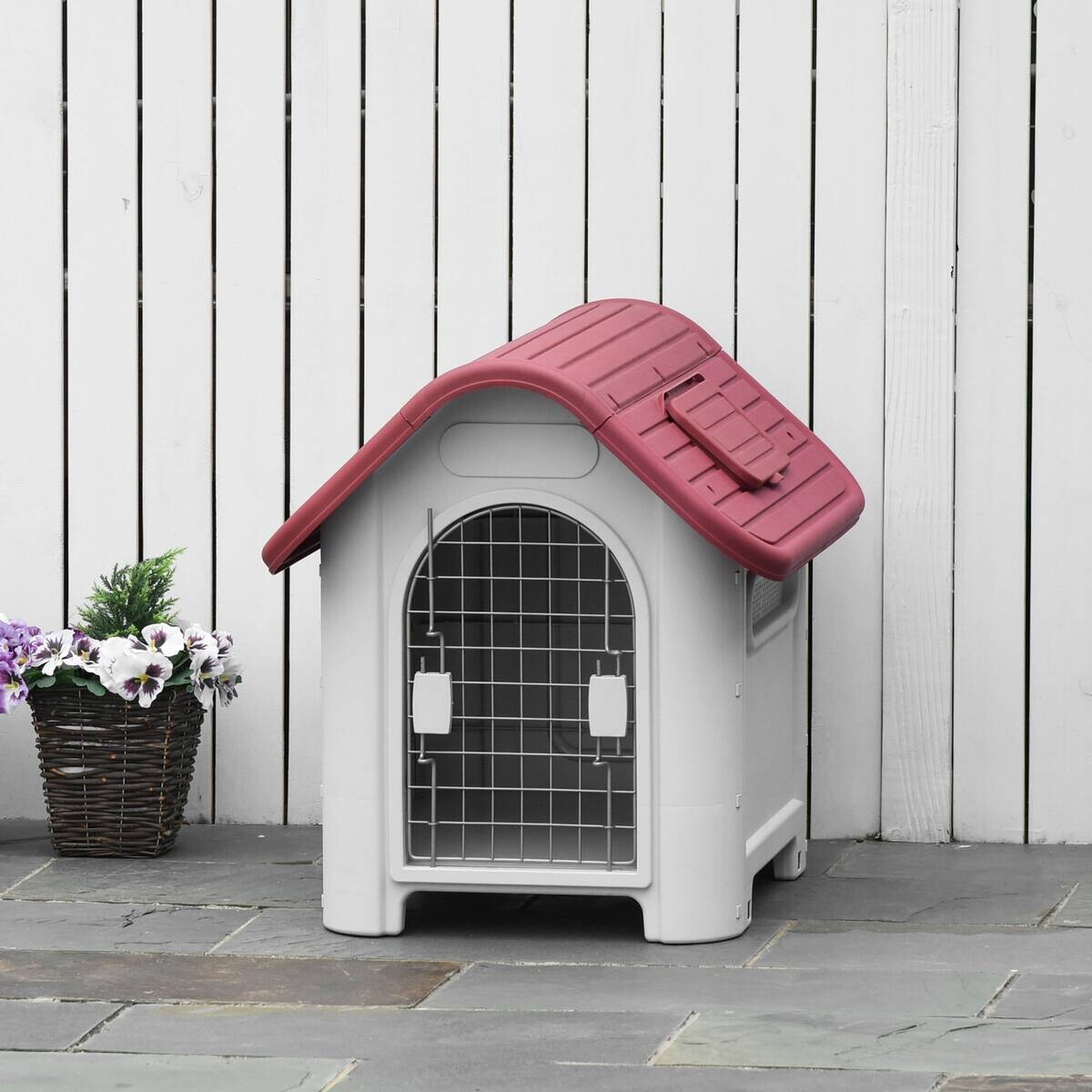 PawHut Hundehütte rot Kunststoff B/H/L: ca. 75x66x59 cm
