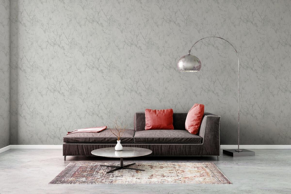 Vliestapete Marmoroptik weiß grau B/L: ca. 53x1005 cm