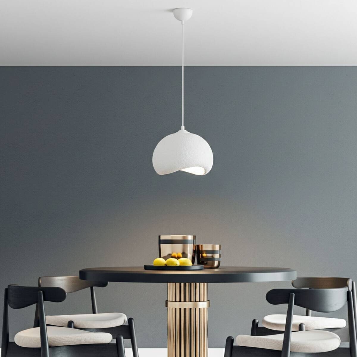 Opviq Pendelleuchte Yontu-15850 weiß Metall Polyester-Mischgewebe B/H/L: ca. 29x120x34 cm E27 1 Brennstellen