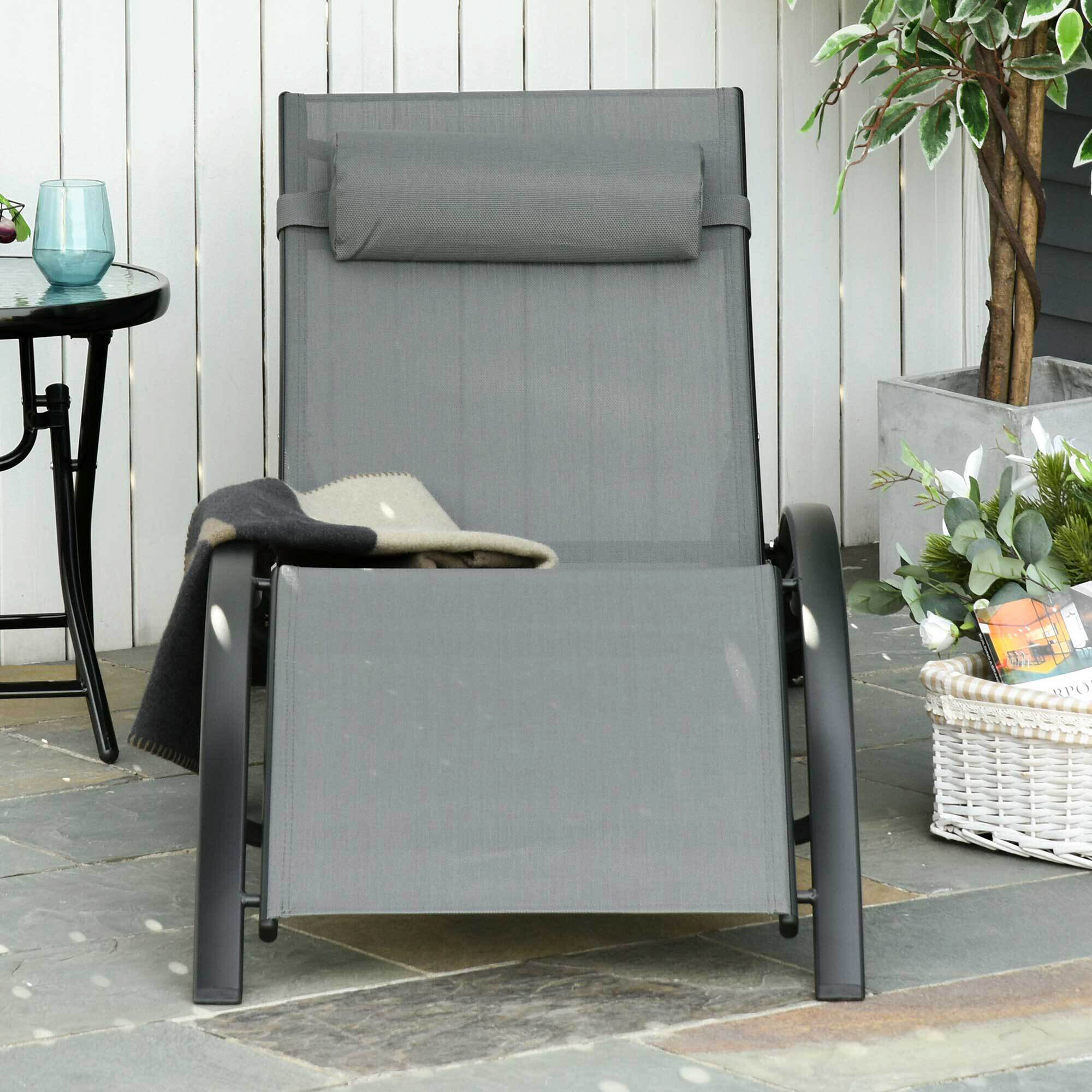 Outsunny Gartenliege grau Aluminium B/H/L: ca. 64x82x171 cm