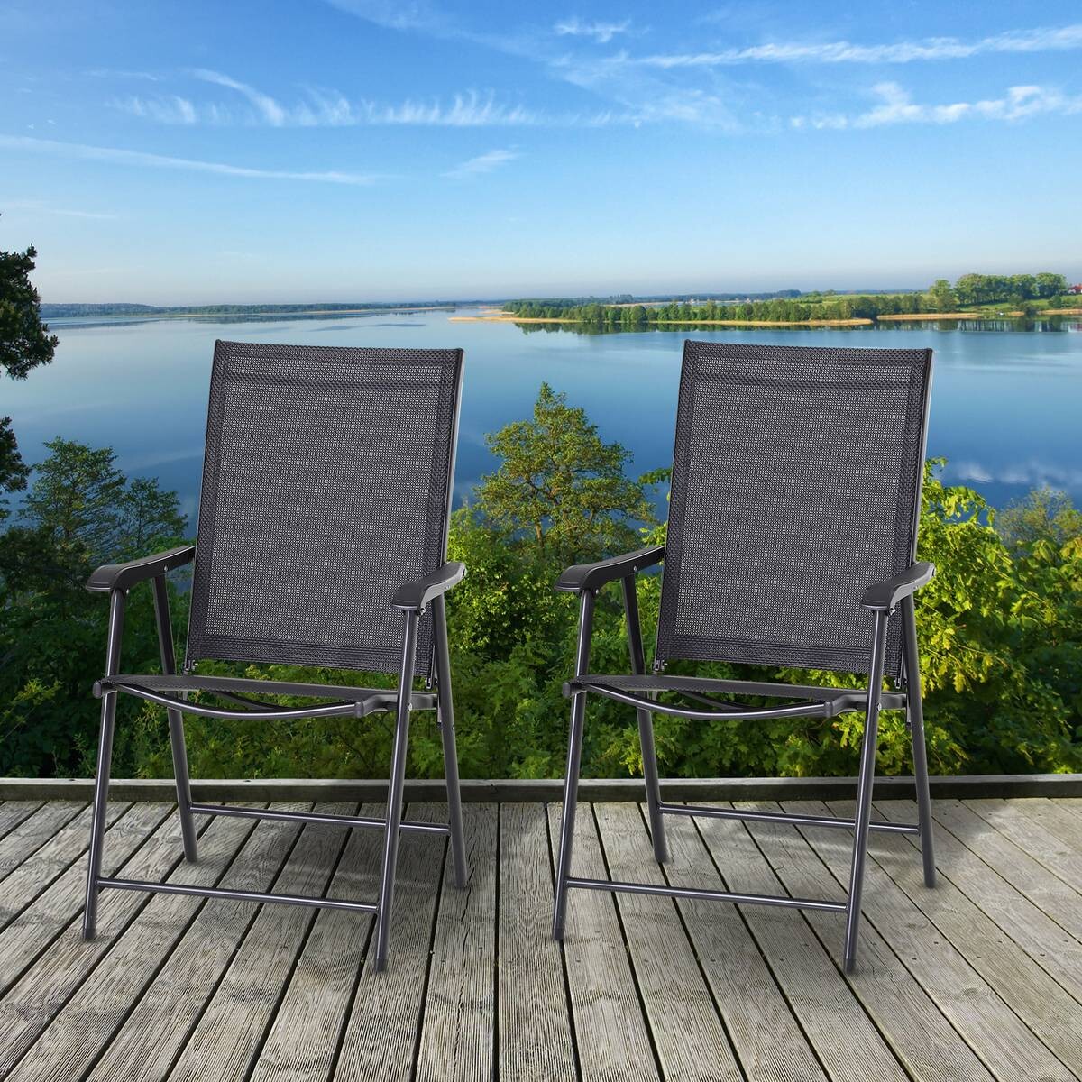 Outsunny Klappsessel grau Metall B/H/T: ca. 58x94x64 cm