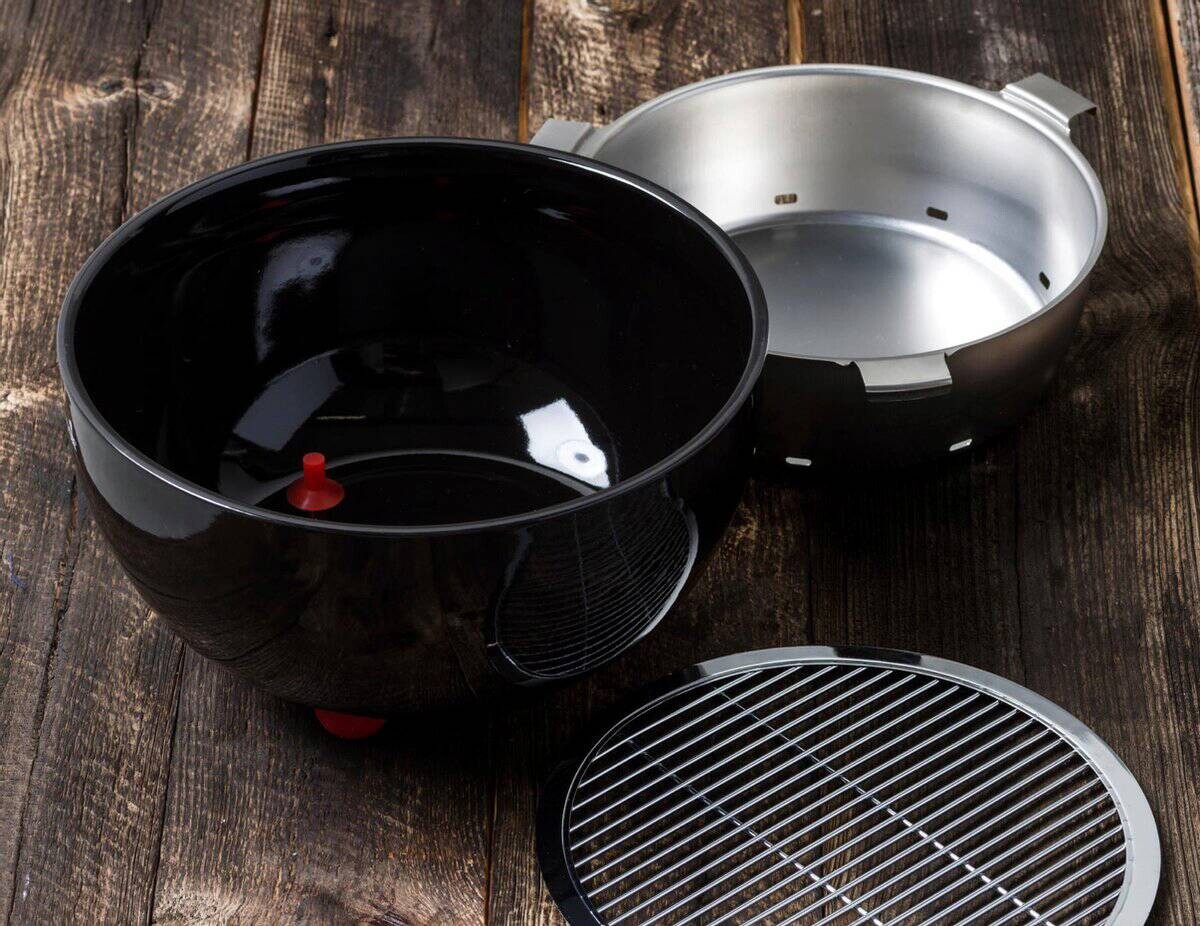 Holzkohle Tischgrill schwarz Edelstahl Keramik B/H/L: ca. 41x16x7 cm