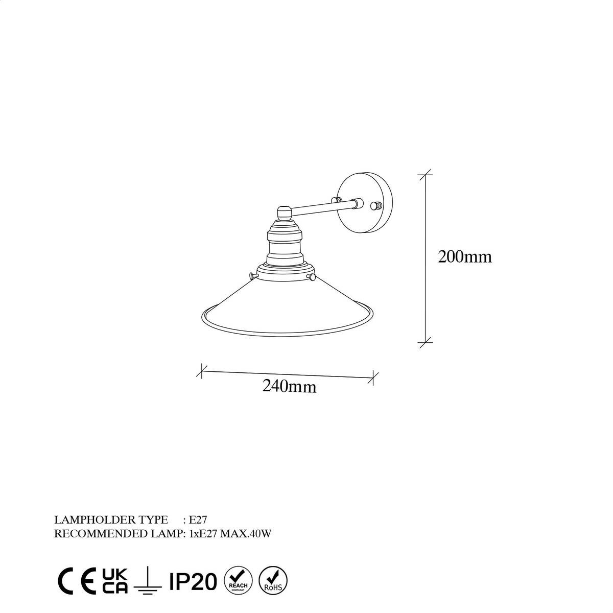 Opviq Wandleuchte gold Metall B/H/L: ca. 27x20x24 cm E27 1 Brennstellen