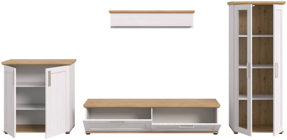 Wohnwand VERONA Lärche Nachbildung Eiche Nachbildung B/H/T: ca. 336x161x40 cm