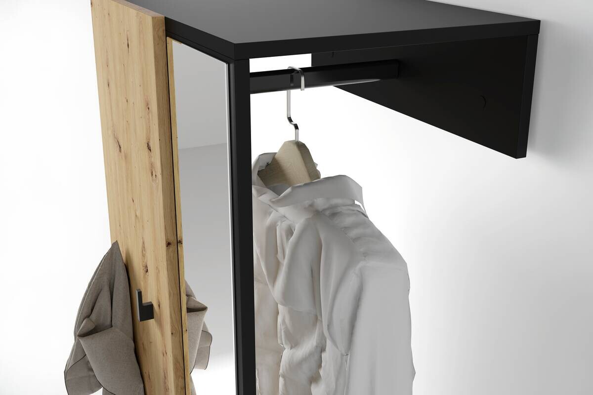 Garderobenset ANDORRA Eiche schwarz B/H/T: ca. 55x187,5x40,5 cm
