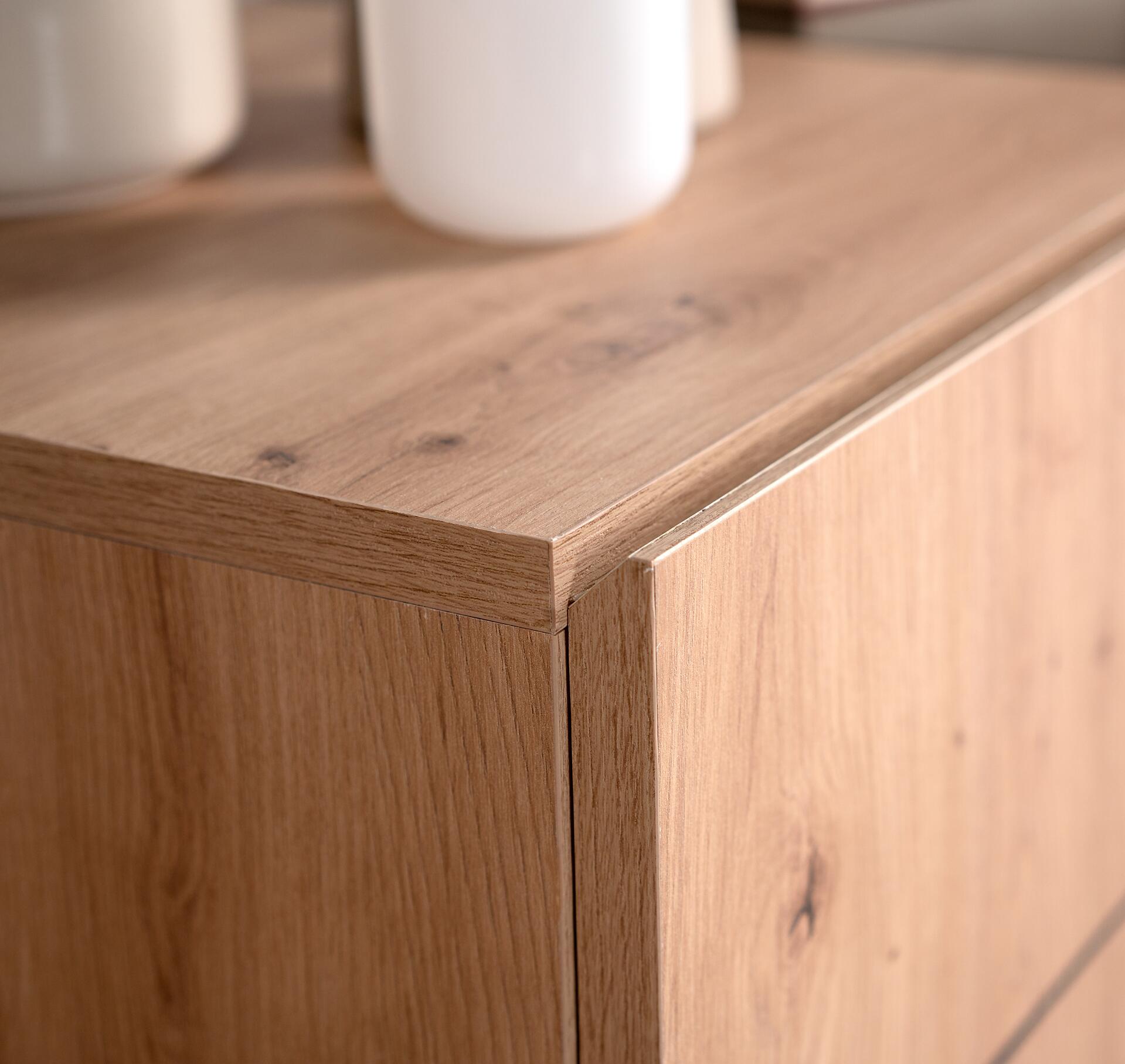 Kommode Nola Eiche Artisan Nachbildung schwarz B/H/T: ca. 80x90x42 cm