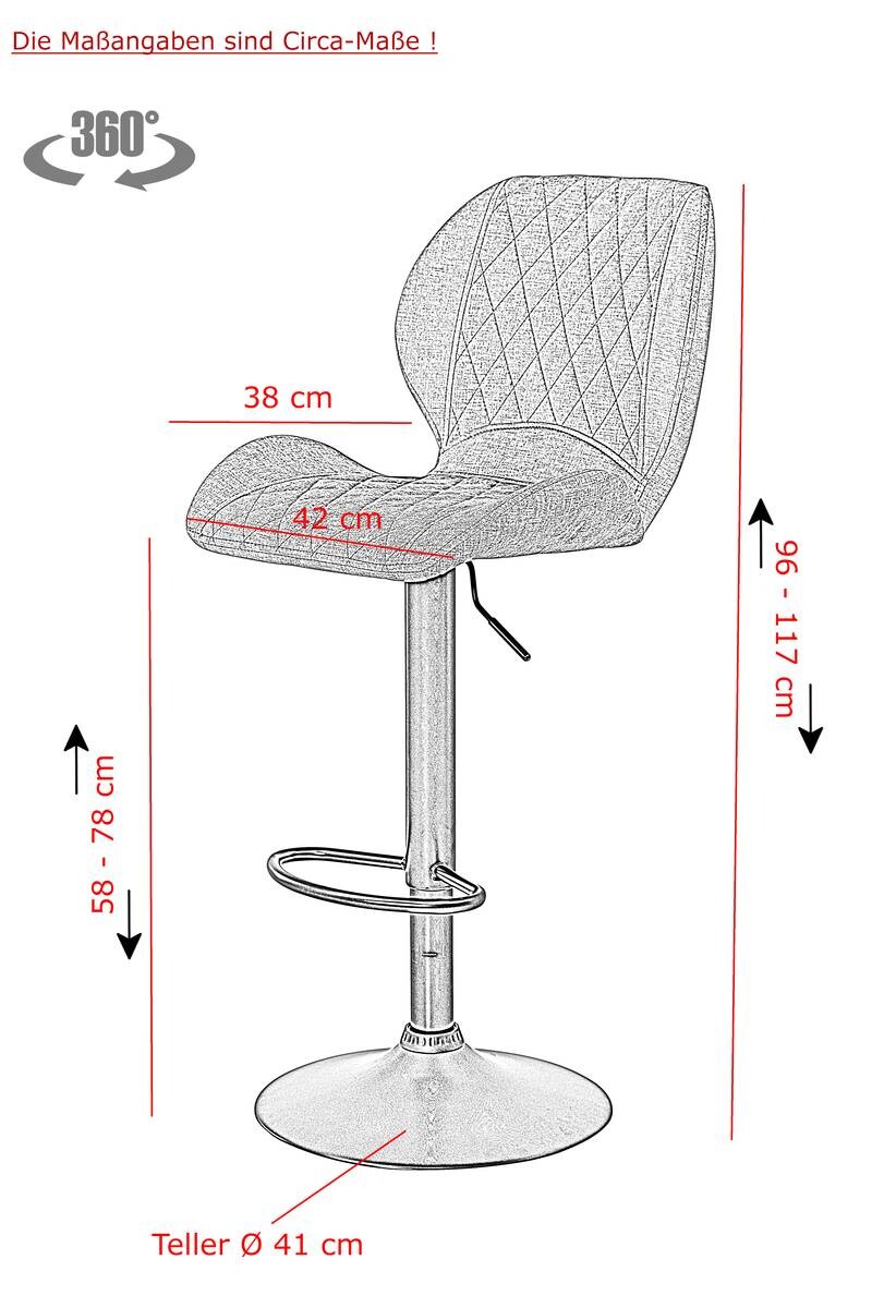 Barhocker Laila 2er Set anthrazit Vintage Microfaser B/H/T: ca. 42x117x51 cm