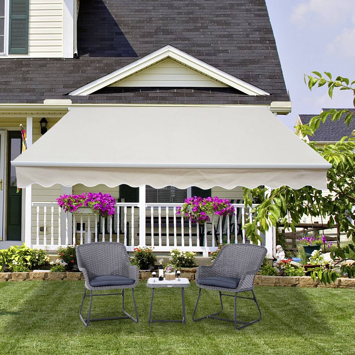 Outsunny Alu-Gelenkarmmarkise creme B/H/L: ca. 450x0,3x300 cm