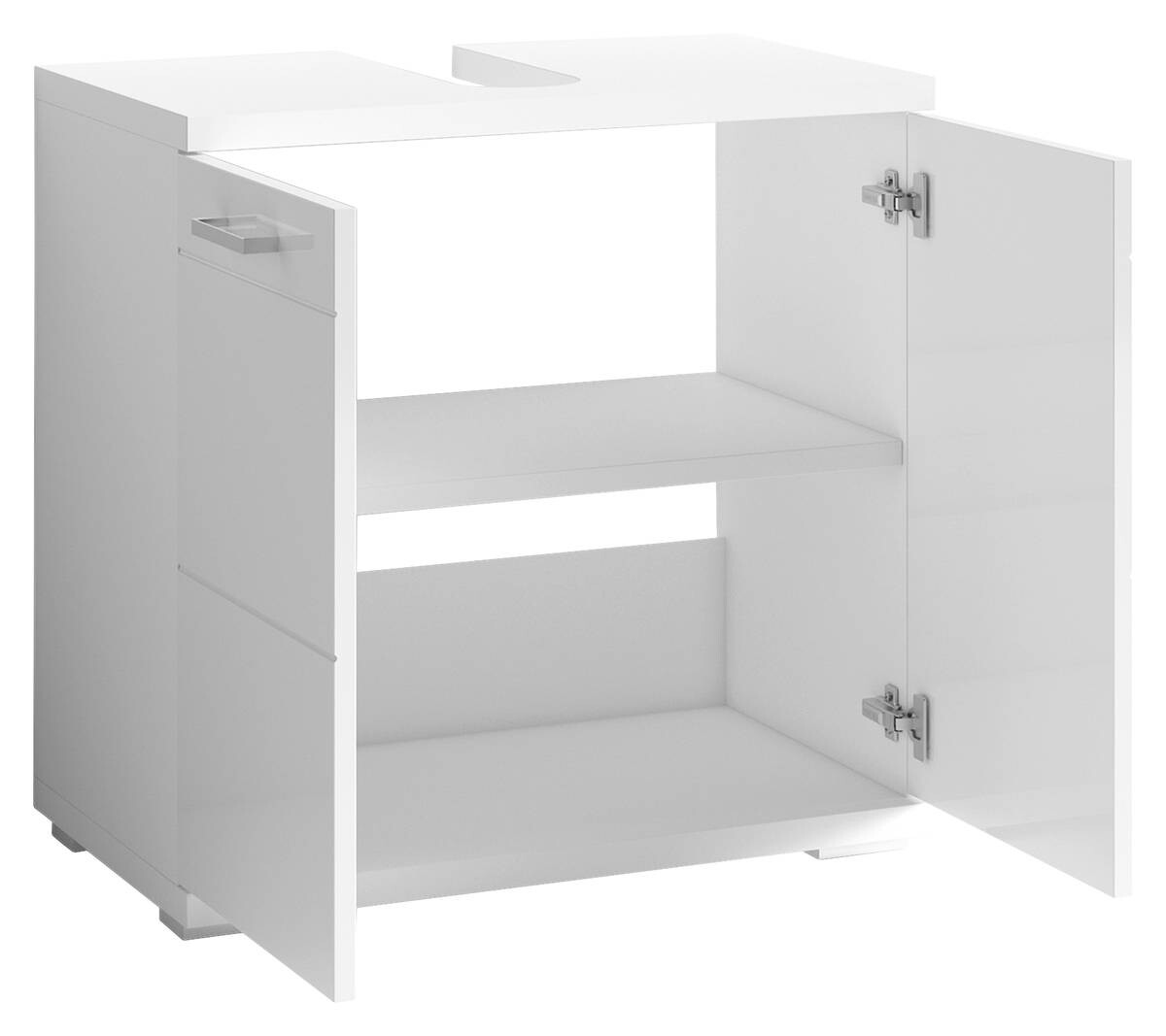 Waschbeckenunterschrank NEBRASKA weiß weiß Lack Hochglanz silber B/H/T: ca. 60x59x31,5 cm
