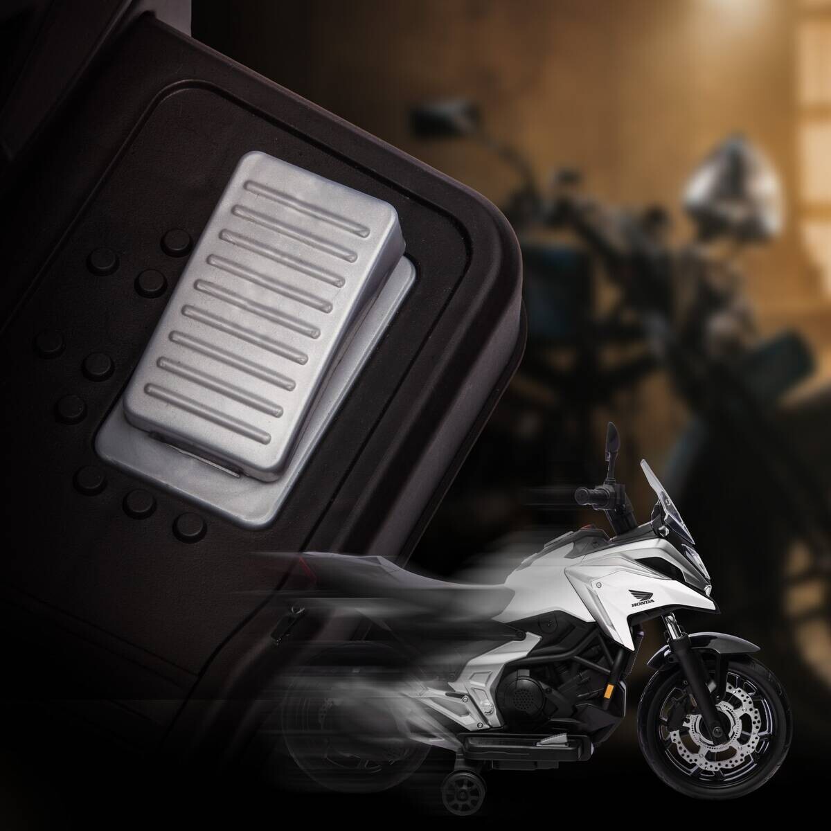 AIYAPLAY Kinder-Elektromotorrad weiß B/H/L: ca. 46x75x107 cm