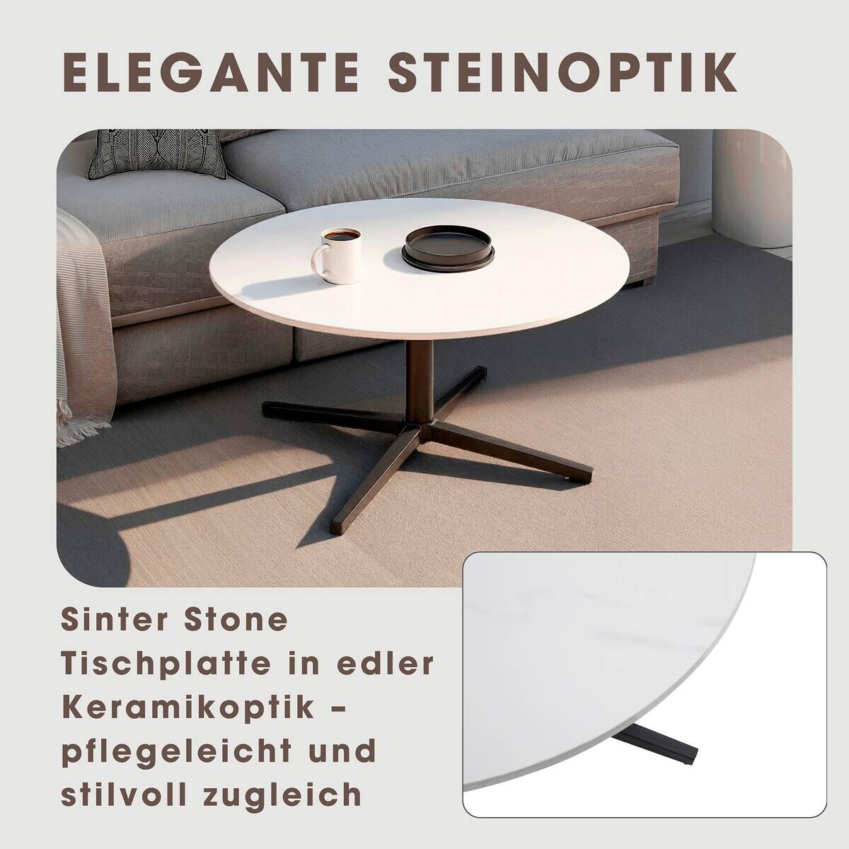 byLIVING Couchtisch CUP schwarz weiß H/D: ca. 36,5x70 cm