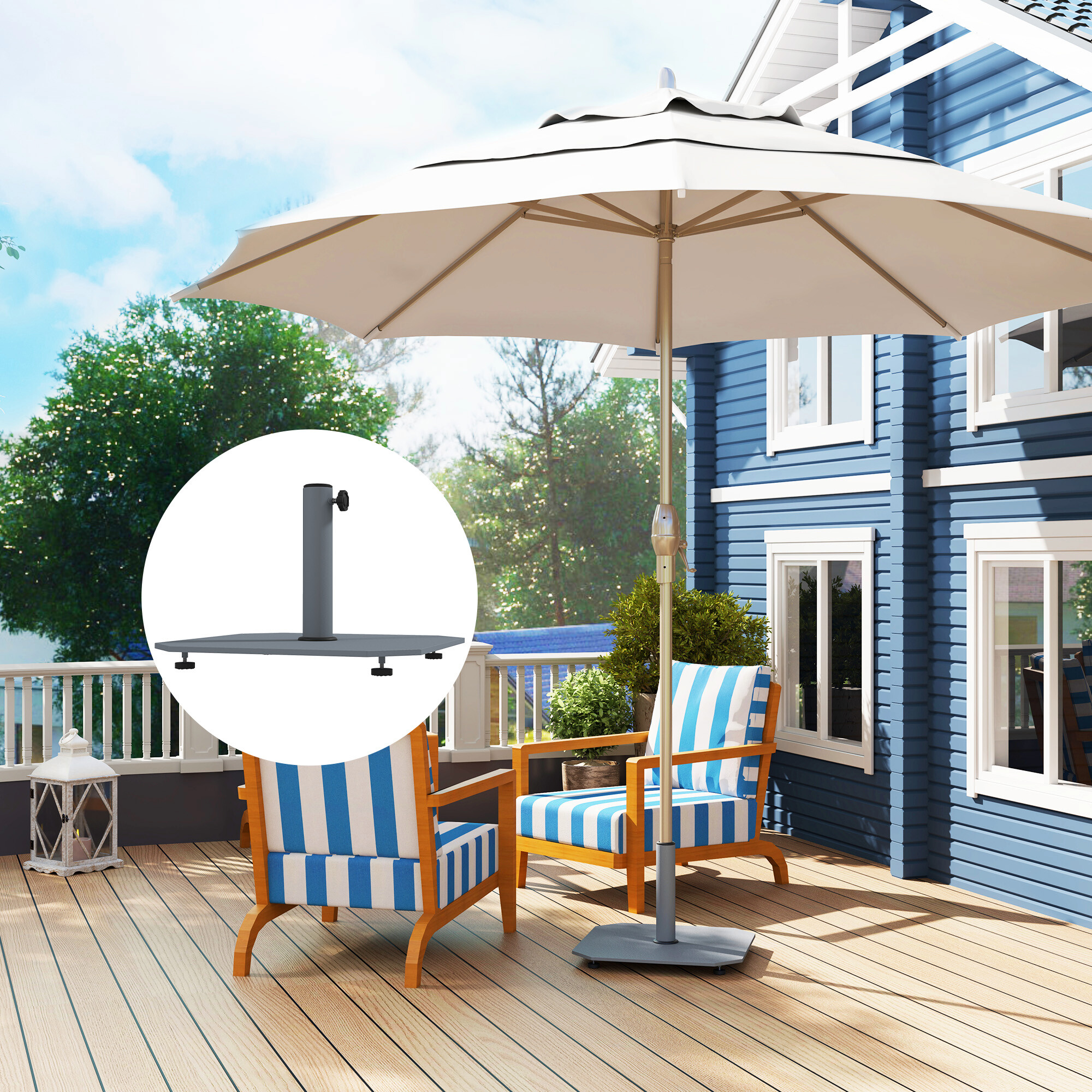 Outsunny Schirmständer grau Metall B/H/L: ca. 49,5x34x49,5 cm