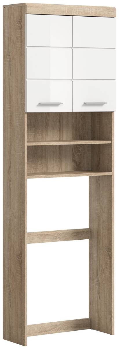 Waschmaschinenumbauschrank Lambada Eiche Sonoma Nachbildung weiß Hochglanz B/H/T: ca. 63x191x24 cm