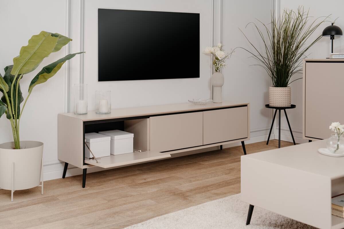 Lowboard Arona sand schwarz B/H/T: ca. 175x50x38 cm