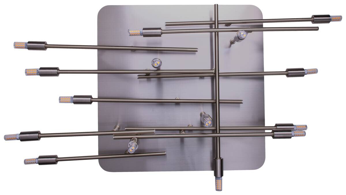 Näve Leuchten Deckenleuchte 1392950 stahlfarbig Metall B/H/T: ca. 70x15x71 cm G9 14 Brennstellen