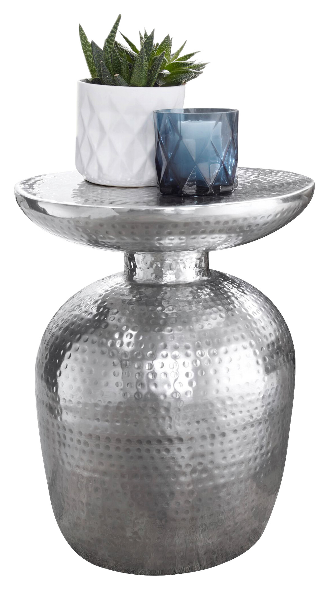 Beistelltisch silber lackiert Aluminium B/H/T/D: ca. 36,5x46x36,5x36,5 cm