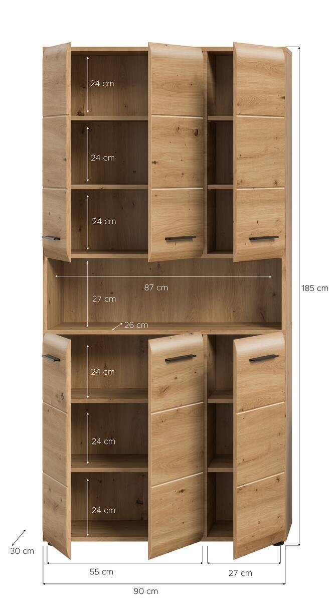 Mehrzweckschrank Ice Artisan Oak Nachbildung B/H/T: ca. 90x185x30 cm