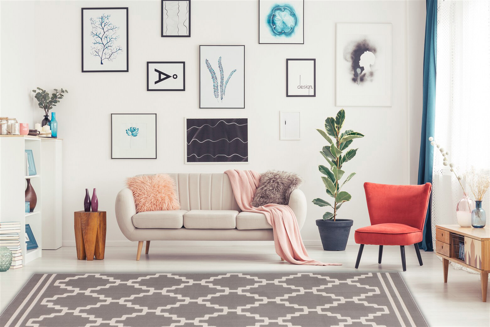 Kayoom Kurzflorteppich Lina 225 taupe B/L: ca. 80x150 cm