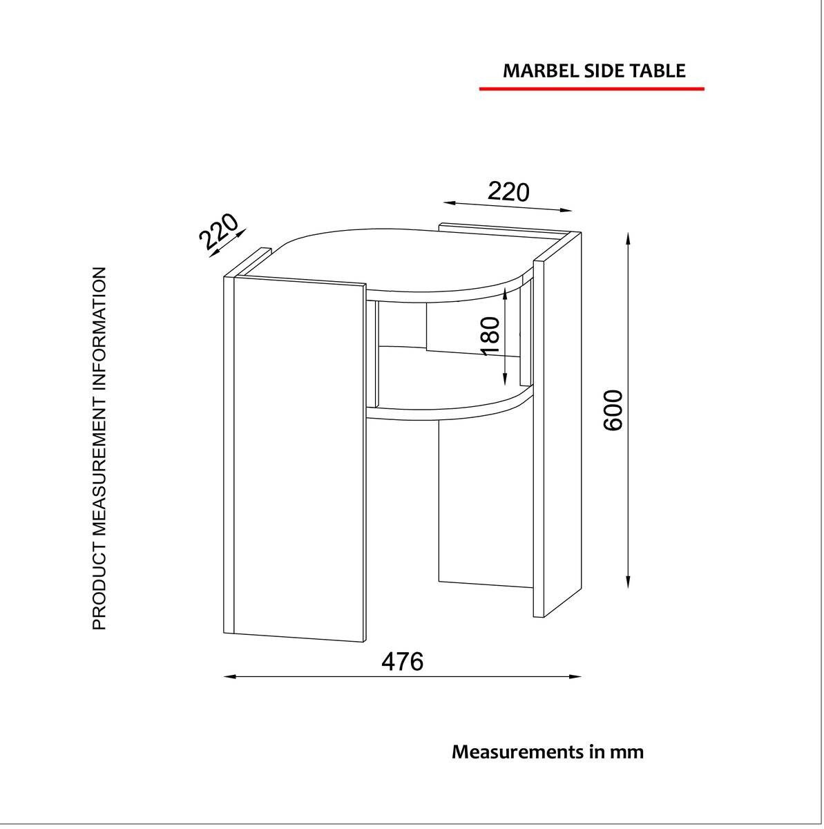Beistelltisch Marbel walnuss Nachbildung Marmor Optik Spanplatte B/H/T: ca. 47,6x60x22 cm