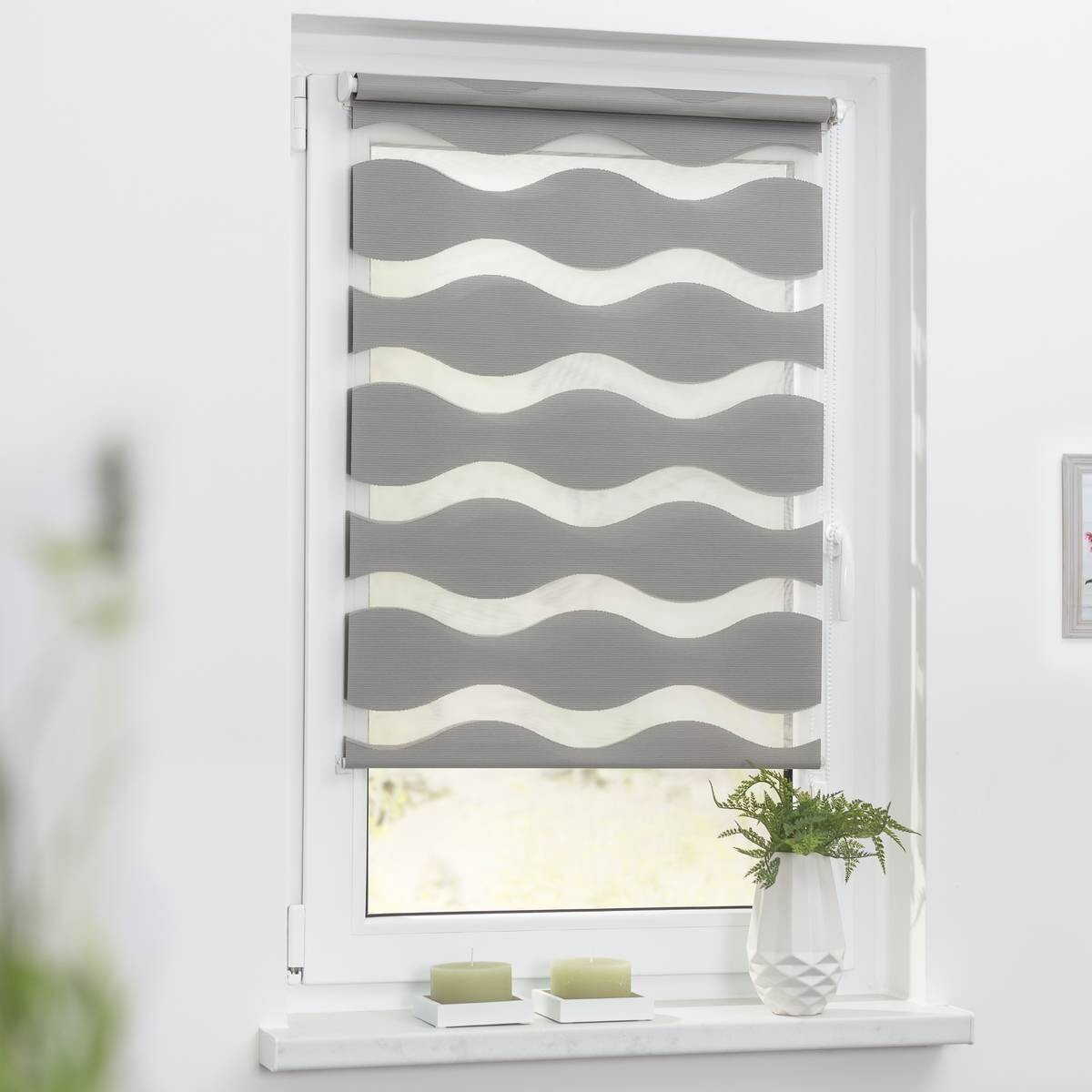 LICHTBLICK Doppelrollo Duo Welle grau B/L: ca. 60x150 cm