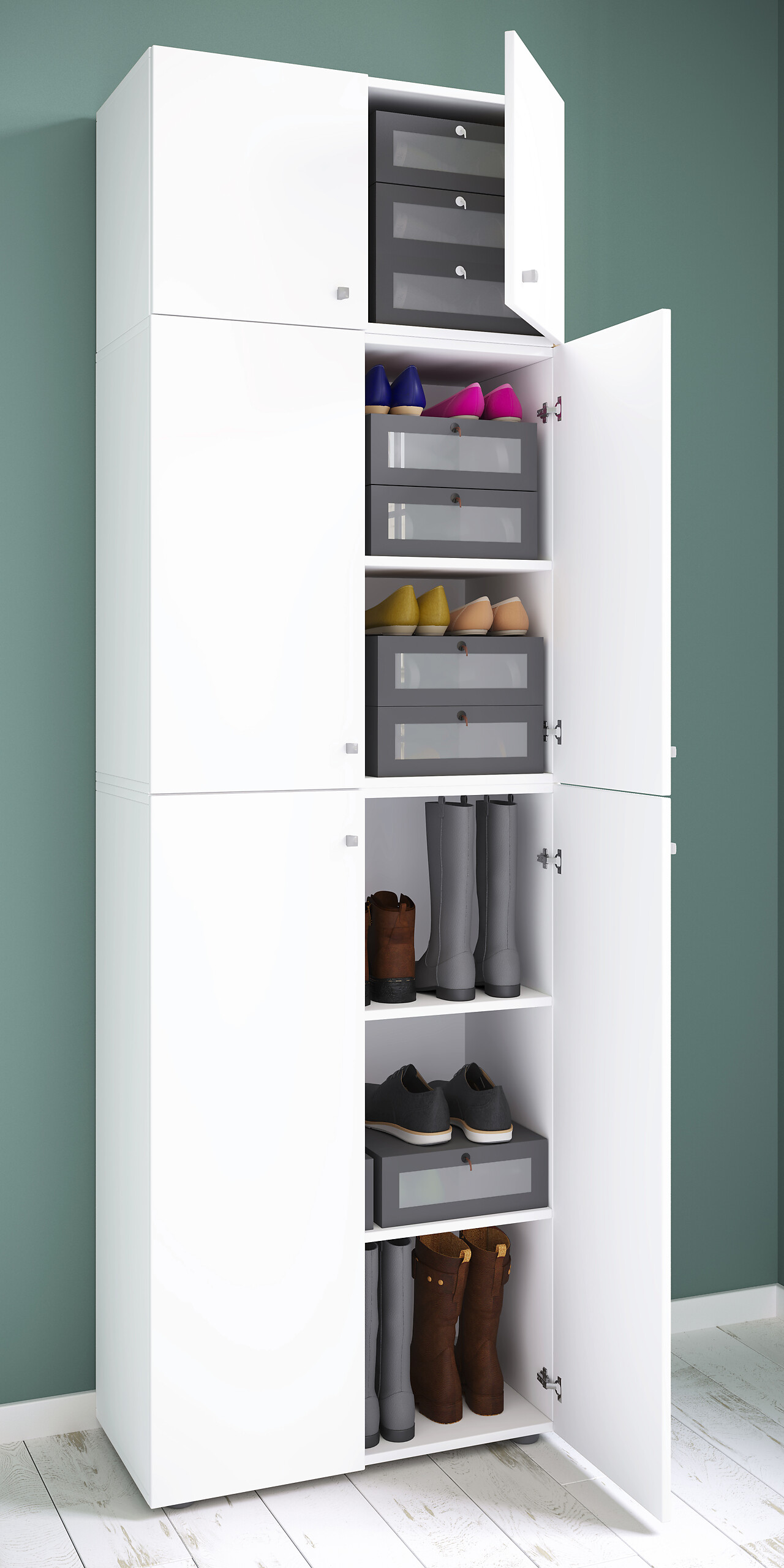 Schuhschrank Lona weiß B/H/T: ca. 70x223x39 cm