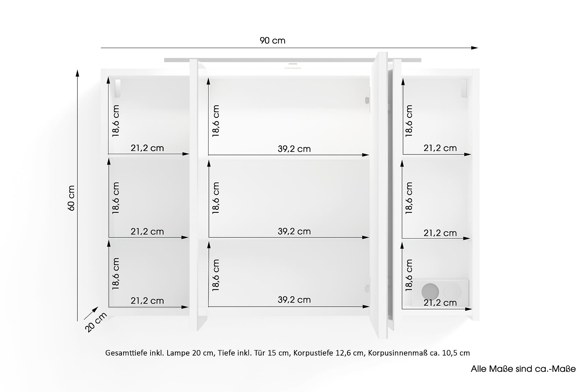 Spiegelschrank SPREE anthrazit B/H/T: ca. 90x60x15 cm Spiegelschrank SPREE anthrazit B/H/T: ca. 90x60x15 cm