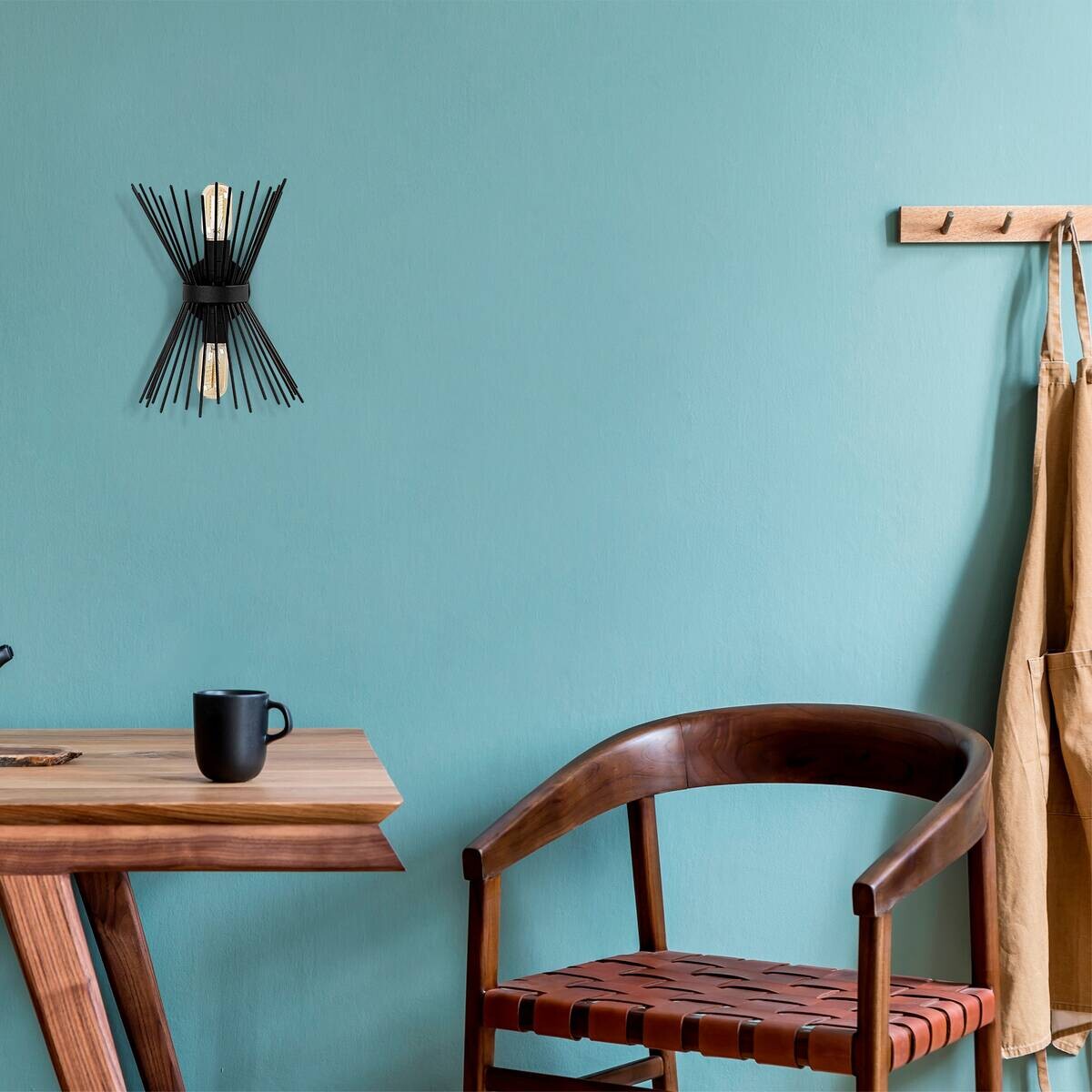 Opviq Wandleuchte Kirpi schwarz Metall B/H/T/L/D: ca. 16x33x16x23x12 cm E27 2 Brennstellen