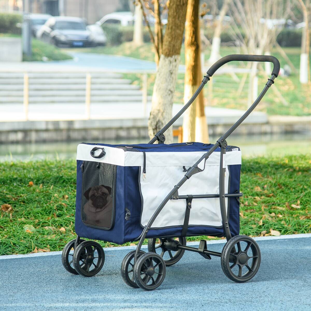 PawHut Hunde-Zubehör blau Polyester B/H/L: ca. 58x81x97,5 cm