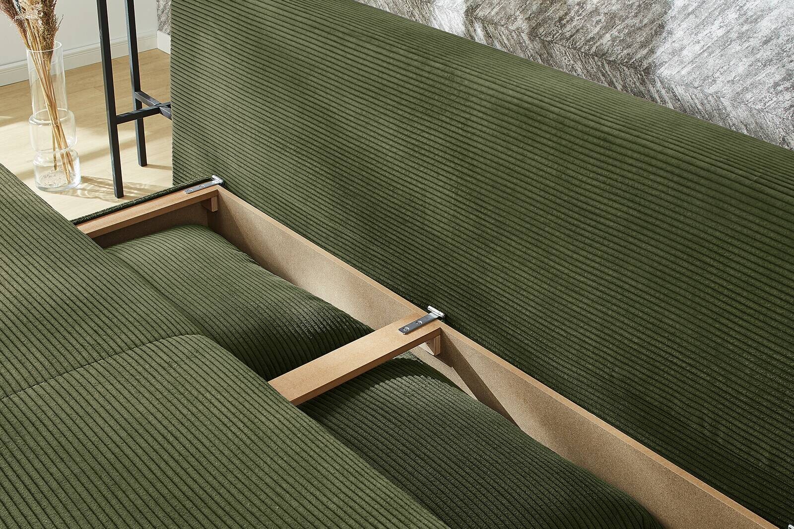 Schlafsofa grün Microfaser B/H/T: ca. 202x74x99 cm