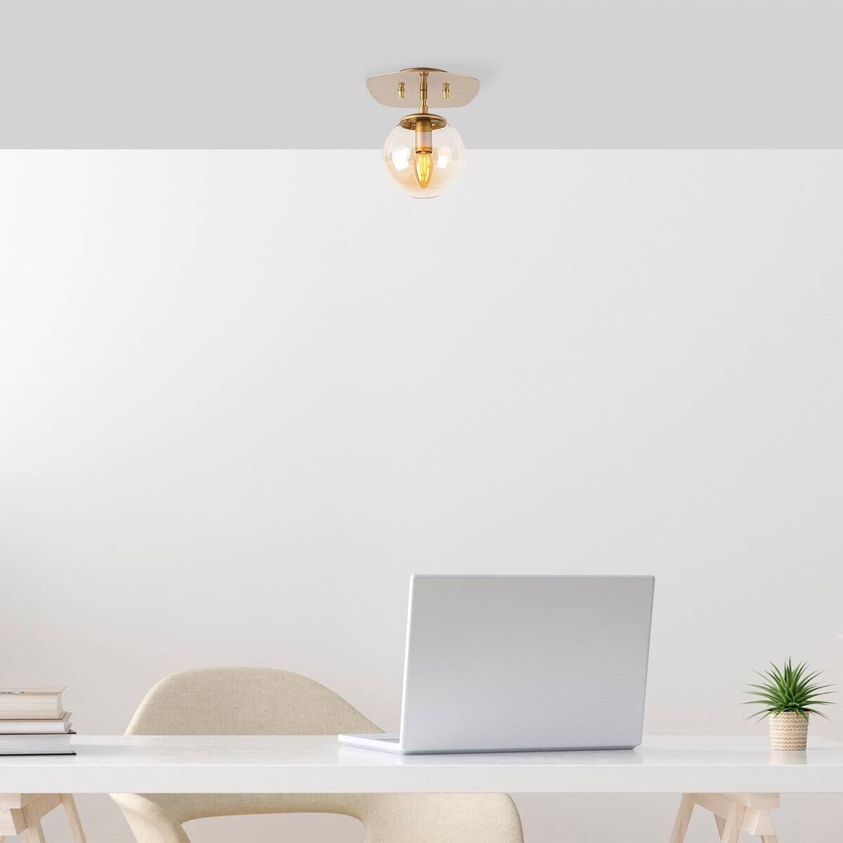 Opviq Deckenleuchte Well-11666 Glas B/H/T/L: ca. 20x25x25x20 cm E14 1 Brennstellen