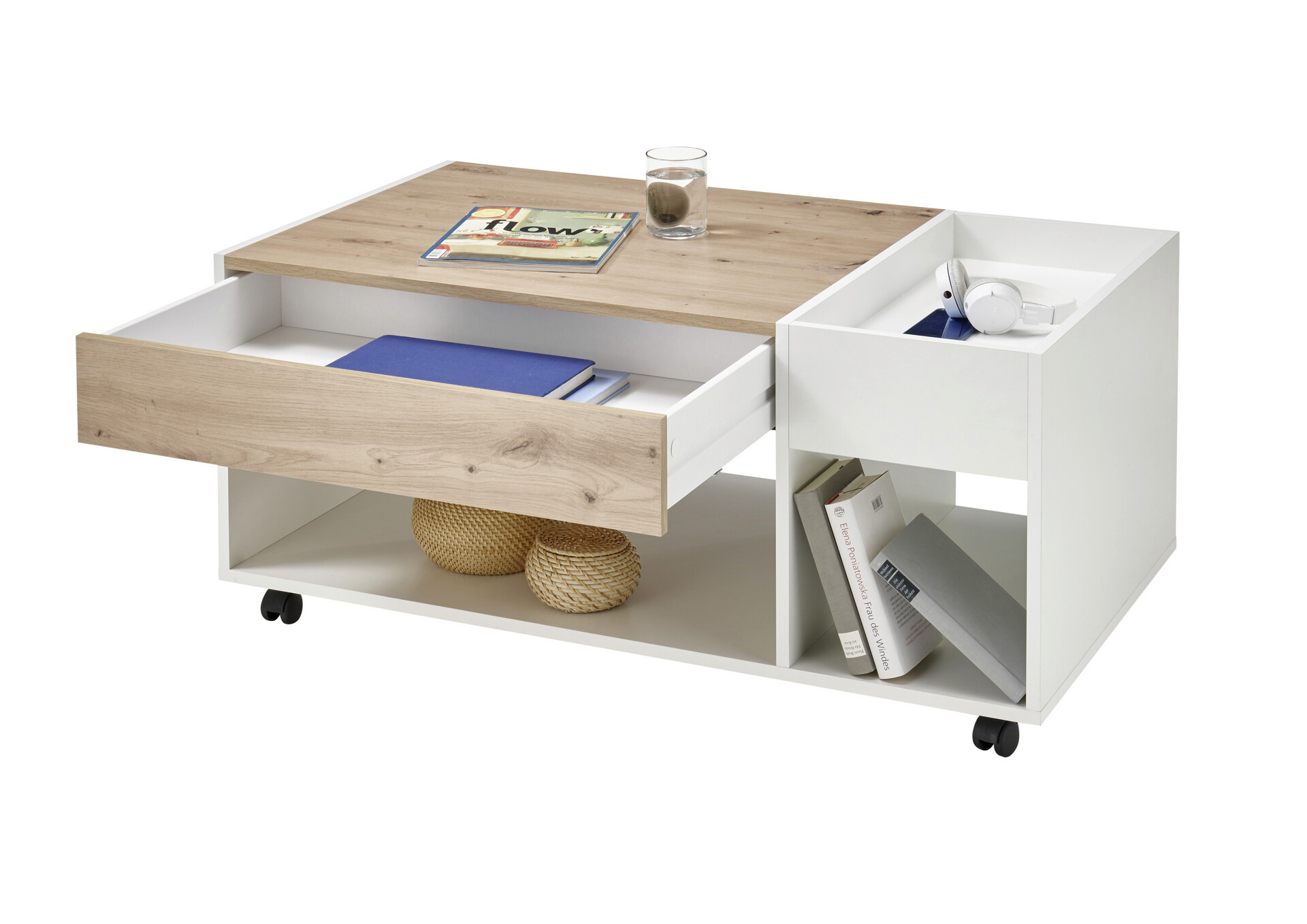 Couchtisch Eiche Artisan weiß B/H/T: ca. 110x44x60 cm