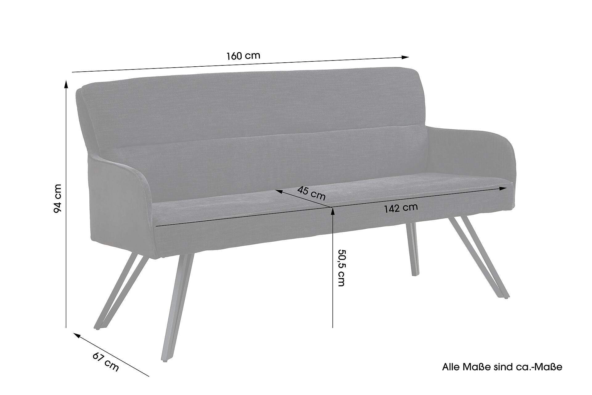 Sitzbank TINO schwarz Metall Microfaser B/H/T: ca. 160x94x67 cm