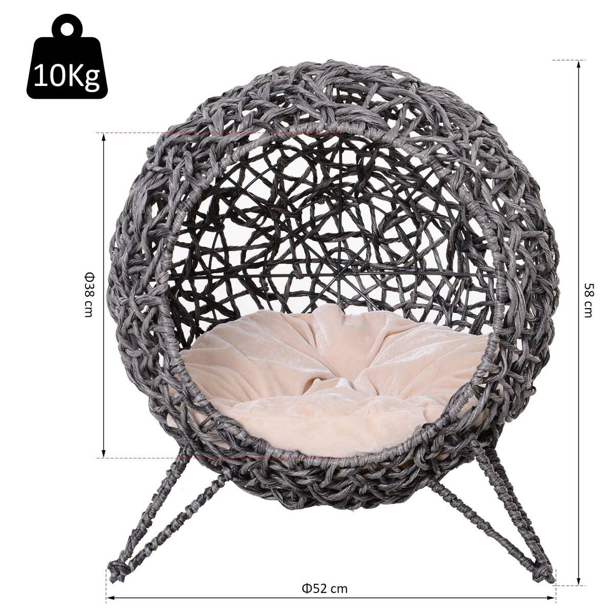 PawHut Katzenkorb Silbergrau Rattan B/H/L: ca. 52x58x52 cm PawHut Katzenkorb Silbergrau Rattan B/H/L: ca. 52x58x52 cm