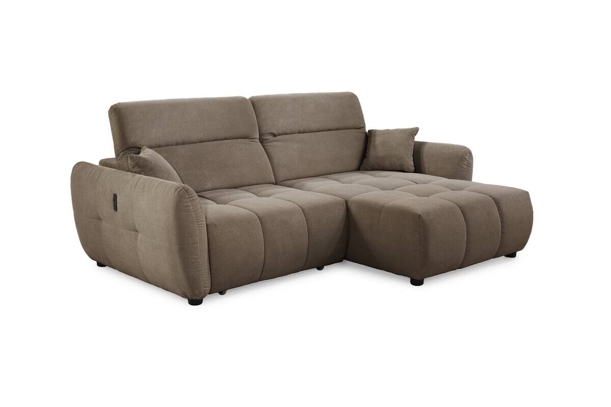 Ecksofa mit elektrischer XXL Sitztiefenverstellung taupe Kord B/H/T: ca. 260x106x191 cm