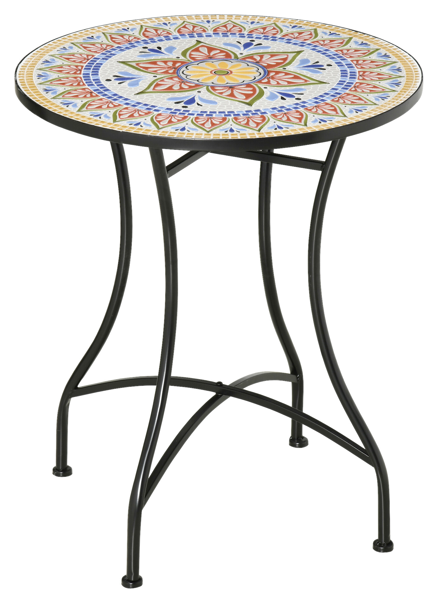 Outsunny Gartentisch bunt Keramik H/D: ca. 71x60 cm