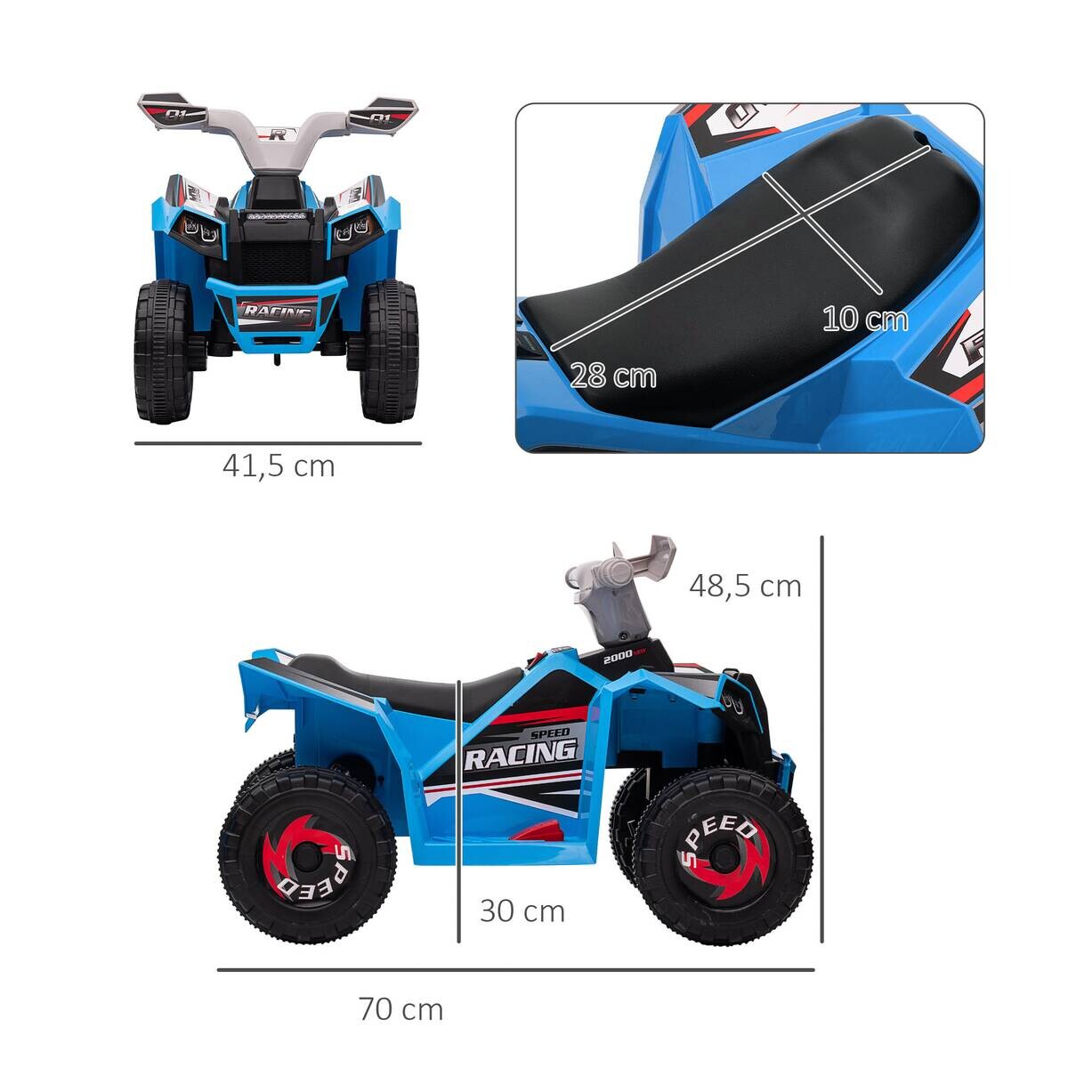 HOMCOM Elektroauto für Kinder blau B/H/L: ca. 41,5x48,5x70 cm