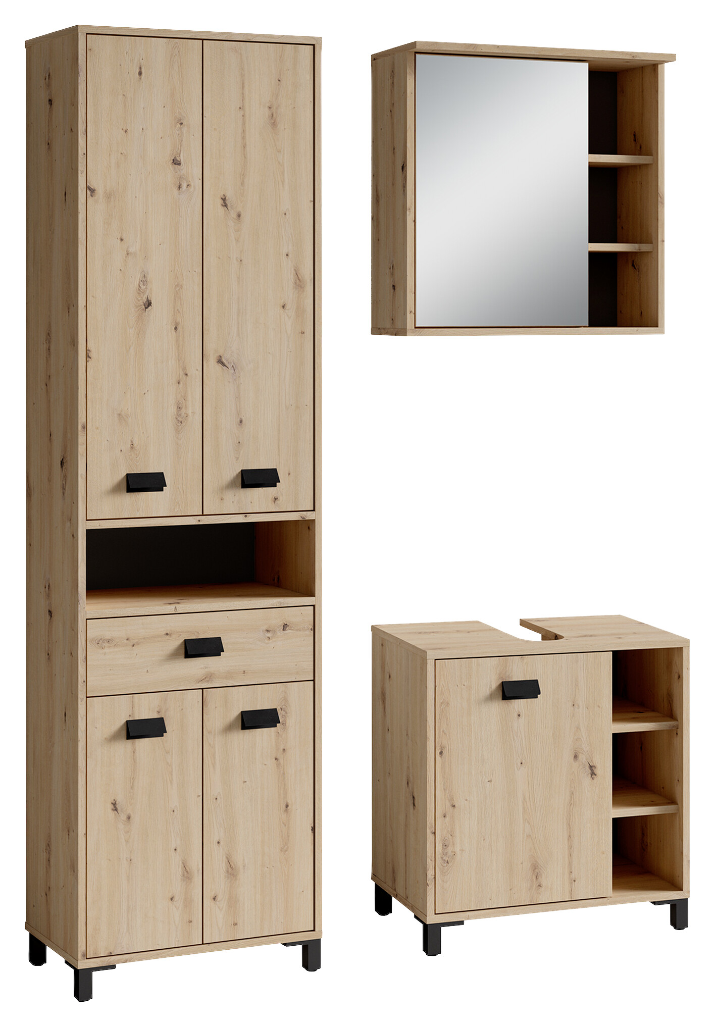 Badezimmer-Set WELLNESS, Set 3-tlg. Eiche