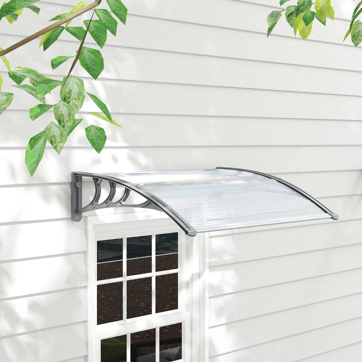 Outsunny Vordach für Haustür silber B/H/L: ca. 75x23x100 cm