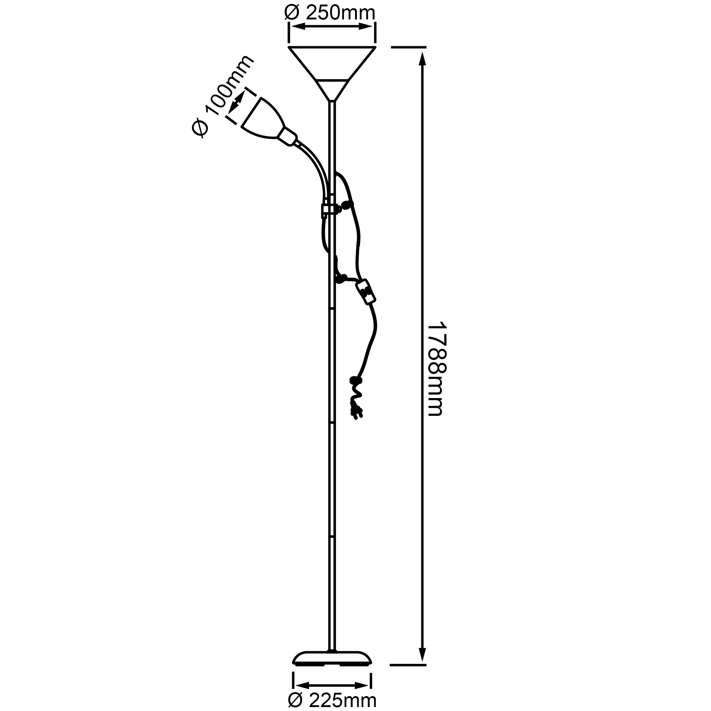 Brilliant Stehleuchte Spari G98811/05 silber weiß Metall Kunststoff H/T/D: ca. 180x41x25 cm 2 Brennstellen
