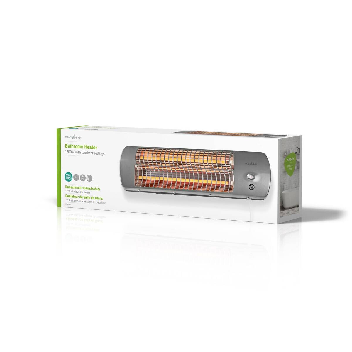 Nedis Badezimmer-Heizung grau Metall B/H/L: ca. 56x16x10 cm ca. 1200 W